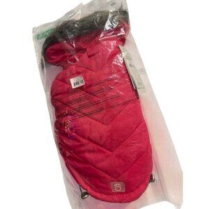 GF Pet Pink Patrol Dog Puffer Jacket W/ Faux Fur Hood Medium Elasto-Fit